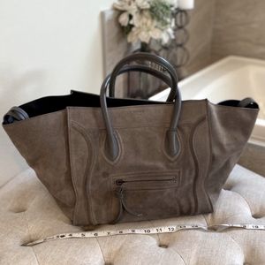 Celine Gray Suede Leather Phantom Bag
